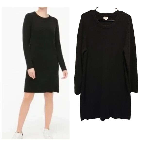J Crew Factory Black Long Sleeve Sweater Dress Wool Blend Women's Size X-Large - Picture 1 of 10